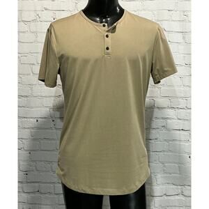 Cuts Men’s Beige AO Henley Curve-Hem Tee (Size L)